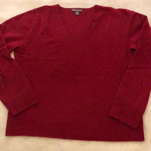 Apt. 9 Sweaters - Apt 9 Cashmere V Neck Red Sweater Womens Size Large